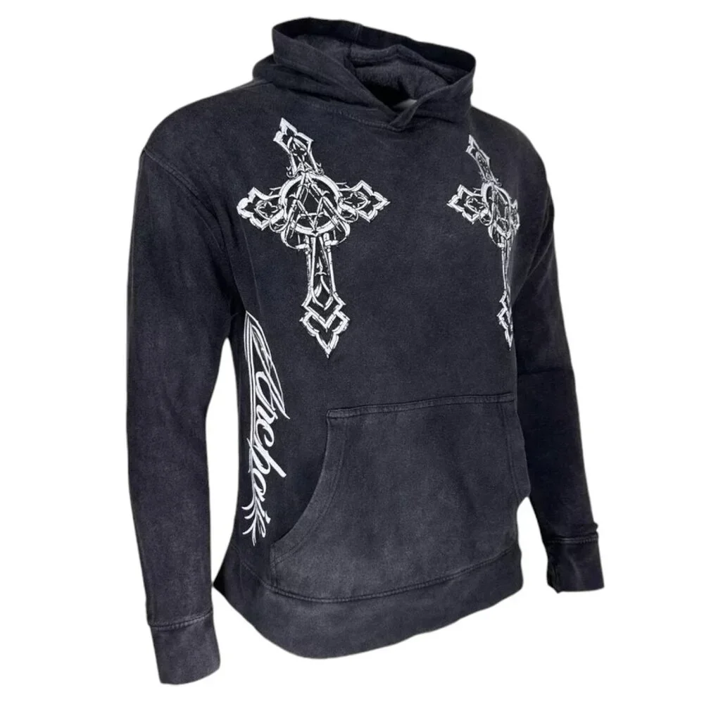 Archaic By Affliction Unisex Oversized Boxy Pullover Hoodie Stone Ranger
